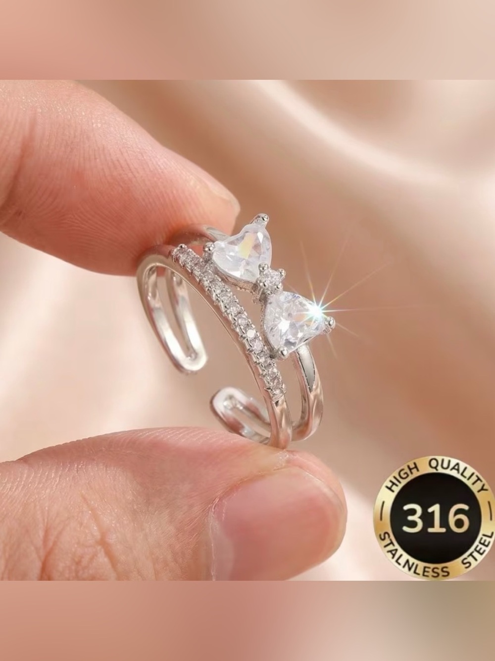 Elegant Adjustable Ring with Velvet Box - Picture 5 of 10